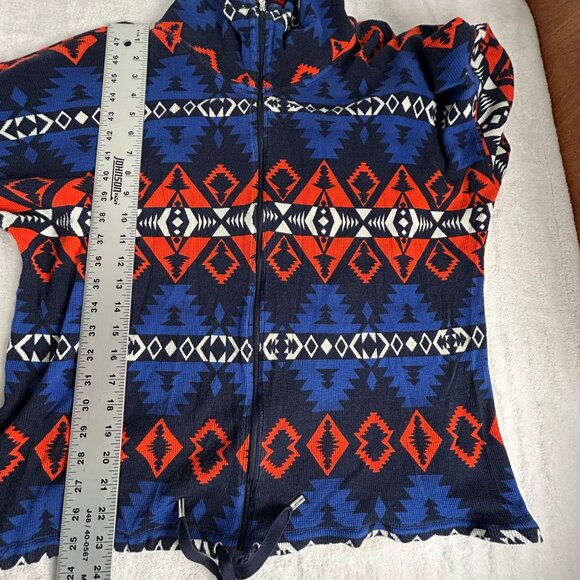 Lauren Ralph Lauren Active Womens Aztec Fleece Jacket 2X Blue & Red Cotton Zip U - Picture 7 of 7